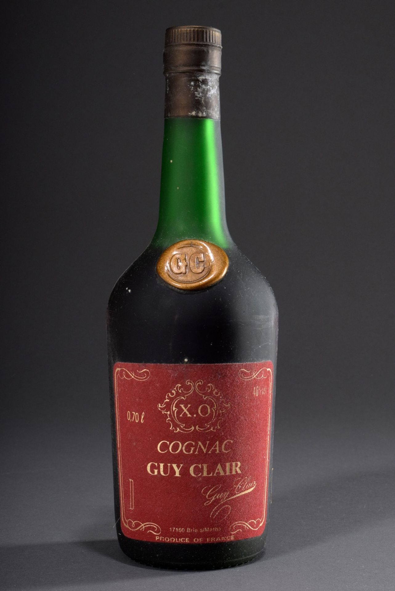 Flasche Cognac "Guy Clair", 0,7l., in Original Ka | Bottle Cognac "Guy Clair", 0.7l., in Original K