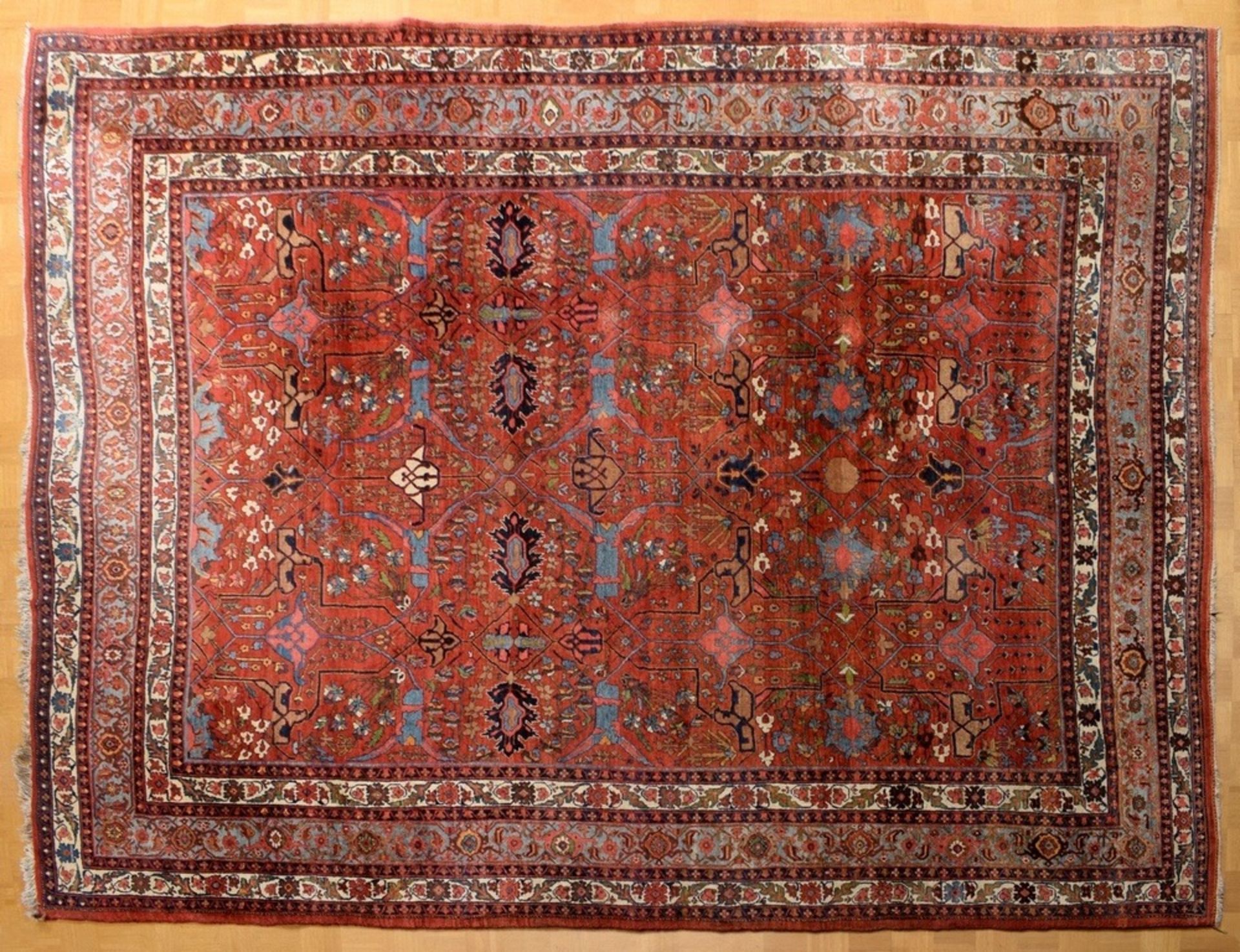Großer Bidjar Teppich mit Rankenmuster auf rotem | A large Bijar carpet with a vine design on a red - Bild 3 aus 9