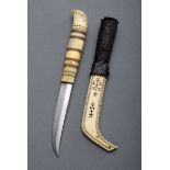 Jagdmesser der Samen mit Leder umwickelten Being | Hunting knife of the Sámi with leather-wrapped l