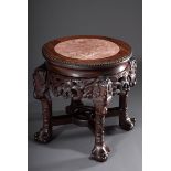 Kleiner chinesischer Beistelltisch mit rötlicher | Small Chinese side table with reddish marble top