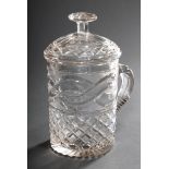 Biedermeier Glas Deckelbecher mit Steinelschliff | Biedermeier glass lidded cup with Steinel cut an