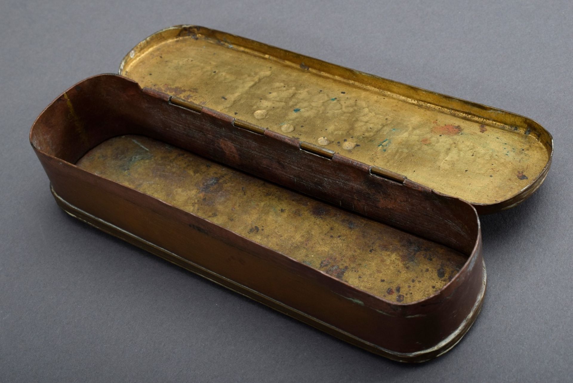 Iserlohner Schnupftabakdose mit Reliefdekor, sch | Iserlohn snuff box with relief decoration, on th - Bild 5 aus 5