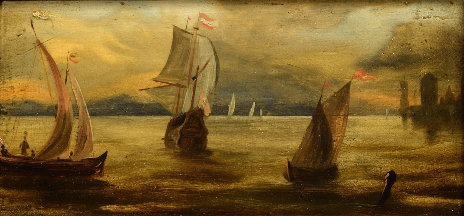 Unbekannter Maler des 19.Jh. "Schiffsverkehr", | Unknown painter of the 19th century "Ship traffic