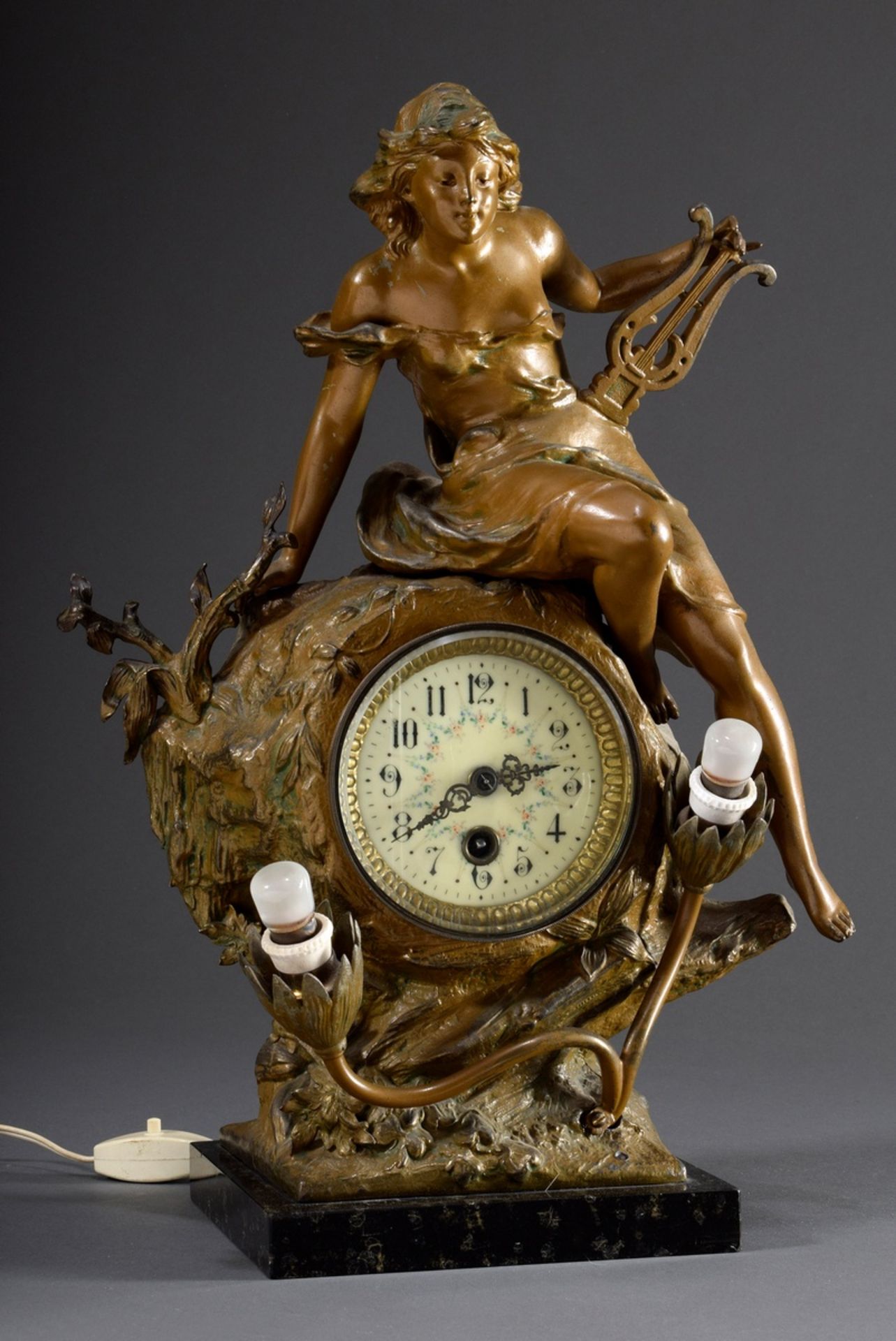 Dekorative Jugendstil Tischuhr "Loreley - Mädche | Decorative Art Nouveau table clock "Loreley - Gi