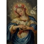 Andachtsbild „Maria Immaculata“, Öl/Holz, Süddeu | Devotional picture "Maria Immaculata", oil/wood,