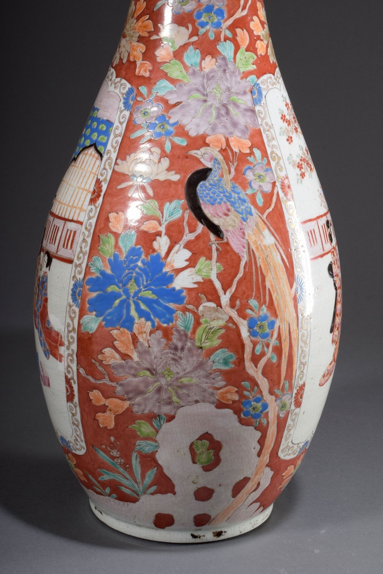 Große japanische Bodenvase mit gefächertem Rand | Large Japanese floor vase with fanned rim and "g - Bild 3 aus 12