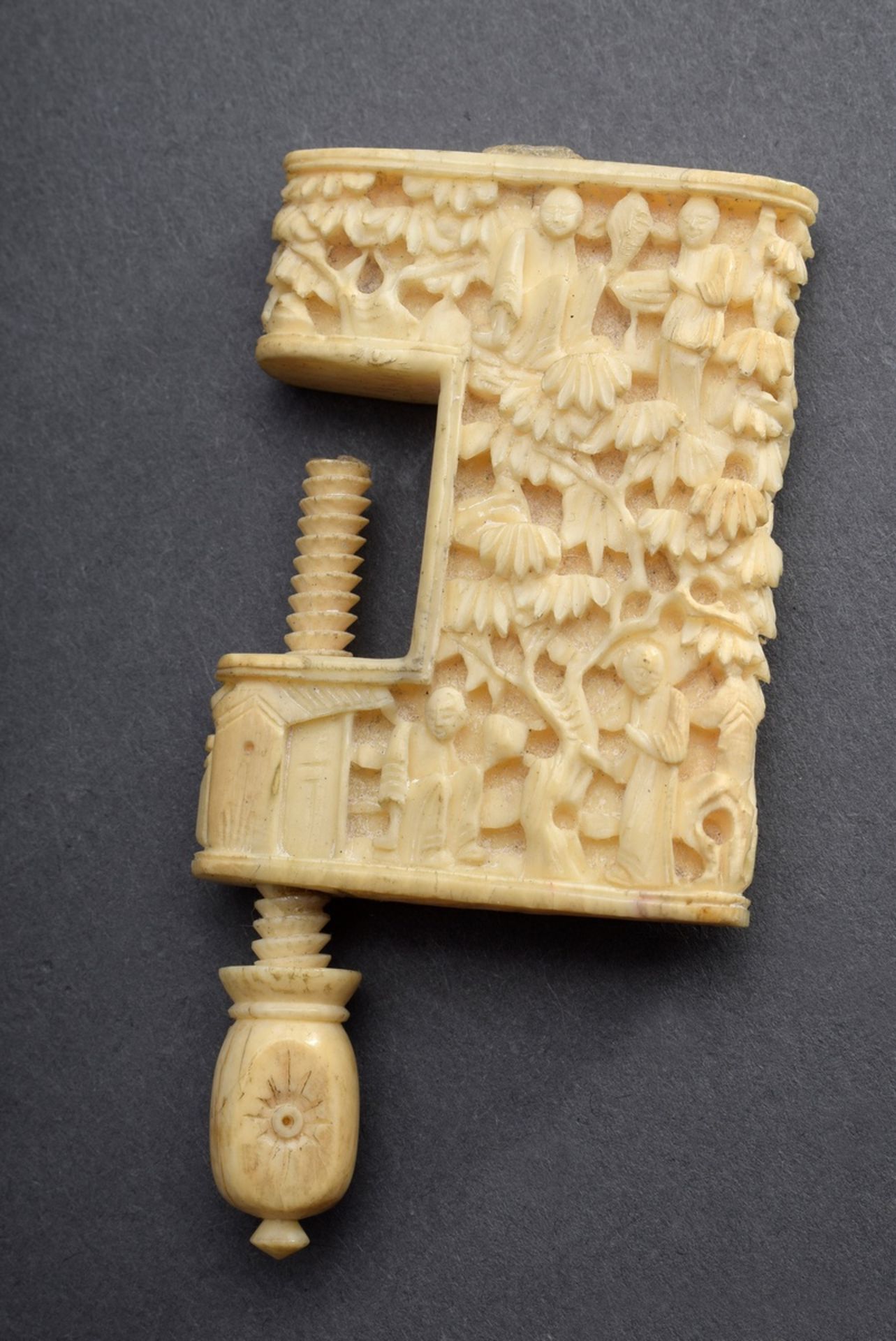 Kleine Elfenbein Zwinge für Handarbeit, China um 19 | Small ivory clamp for needlework, China c. 19 - Bild 2 aus 4