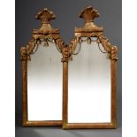 Paar Regence Spiegel mit geschnitzten Baldachine | Pair of Regence mirrors with carved canopies and