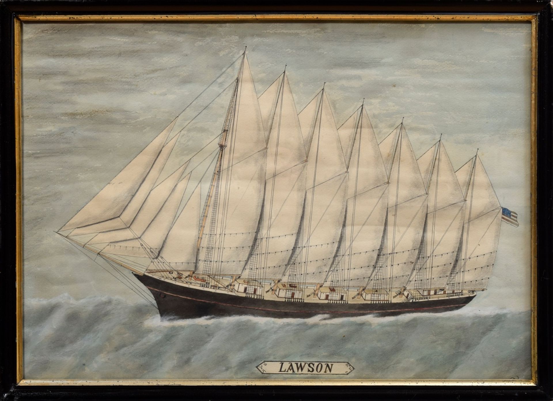 Unbekannter Maler des späten 19.Jh. "Kapitänsbil | Unknown painter of the late 19th c. "Captain's p - Image 2 of 4