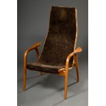 "Lamino" Armlehnsessel, Buche mit braunem Schafs | "Lamino" armchair, beech with brown sheepskin co