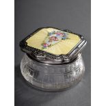 Kleines Glas Necessairedöschen mit Silber 925 De | Small glass toiletry box with silver 925 lid and