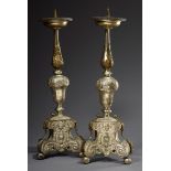 Paar große Barocke Altarleuchter mit reichem Rel | Pair of large baroque altar candlesticks with ri