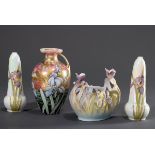 4 Diverse Teile Heubach Porzellan Vasen und Jard | 4 Various pieces of Heubach porcelain vases and