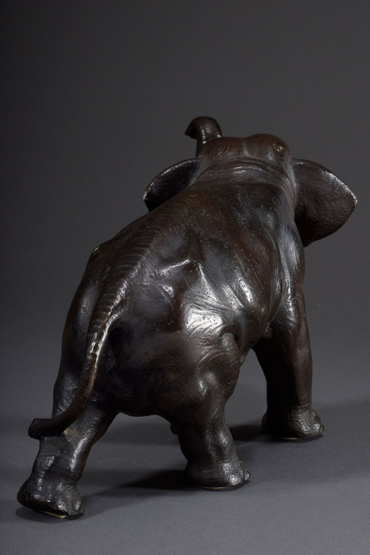 Bronze "Schreitender Elefant mit erhobenem Rüssel" | Bronze "Striding elephant with raised trunk", - Bild 3 aus 6
