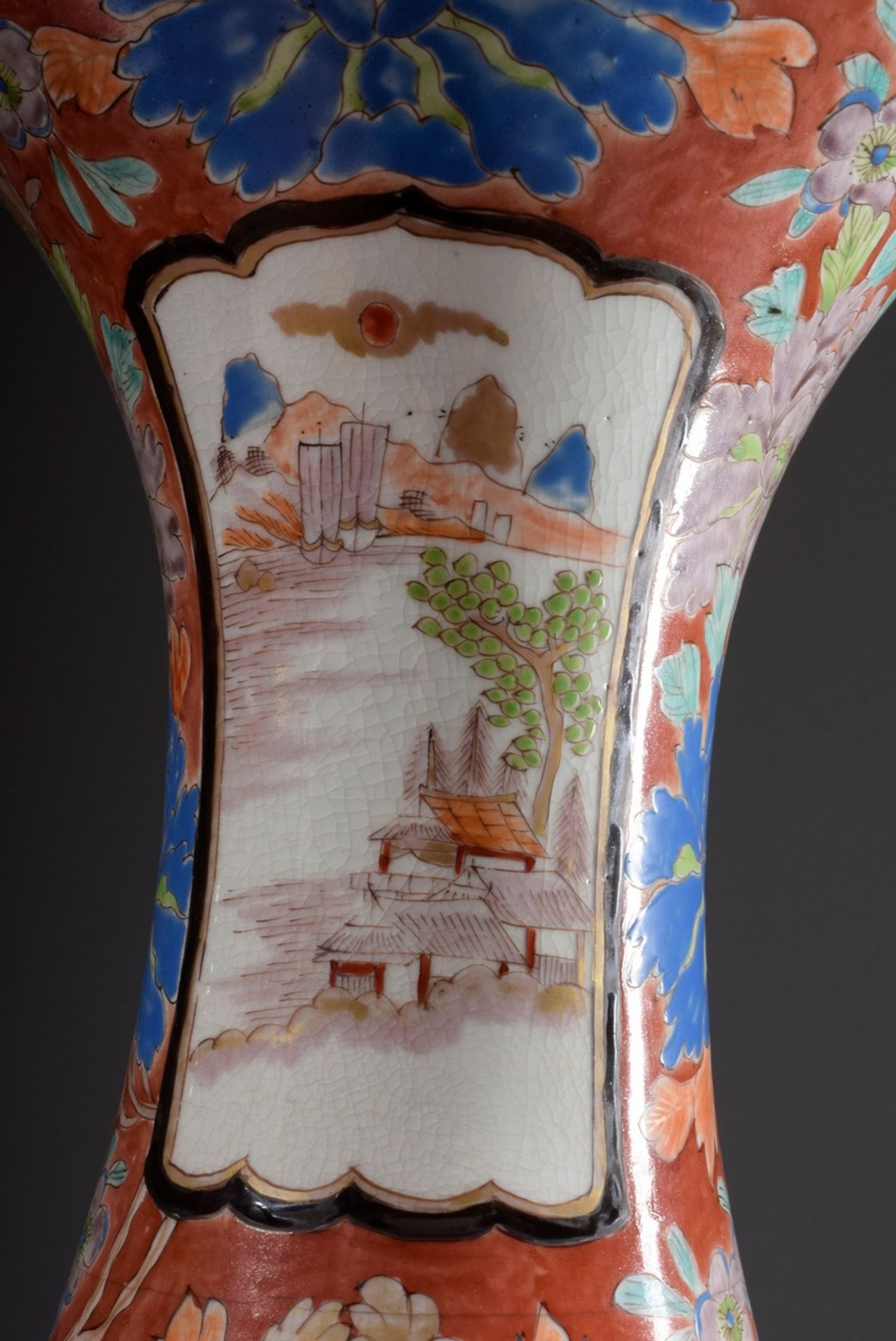 Große japanische Bodenvase mit gefächertem Rand | Large Japanese floor vase with fanned rim and "g - Bild 4 aus 12