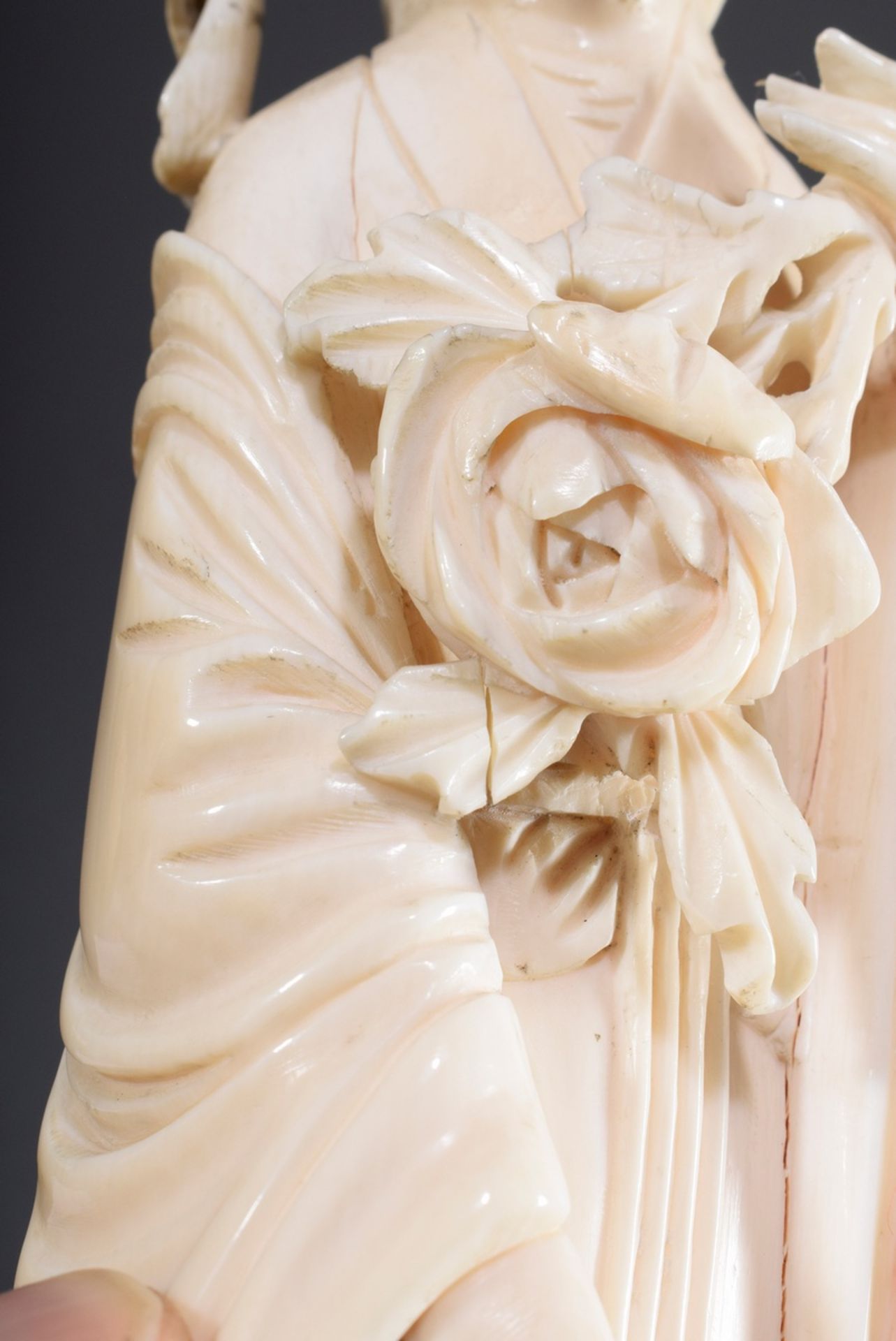 Chinesischen Elfenbein Schnitzerei "Glücksgöttin | Chinese ivory carving "Goddess of Fortune Benten - Bild 7 aus 9