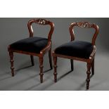 Paar Spätbiedermeier "Jungfrauenstühle" mit nied | Pair of late Biedermeier "maiden's chairs" with