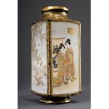 Satsuma Vierkantvase mit emaillierten Figuren- u | Satsuma square vase with enamelled figure and la