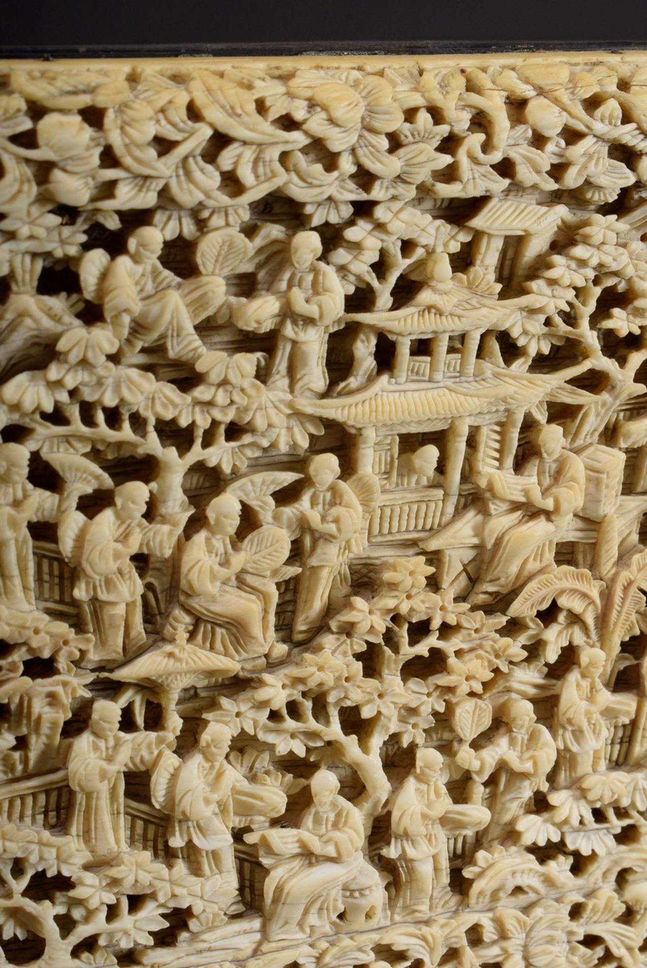 Chinesisches Elfenbein Zigarillo Etui mit feiner | Chinese ivory cigarillo case with fine relief ca - Image 6 of 8