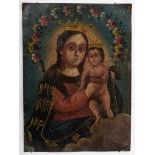 Mexikanisches Votivbild "Muttergottes", Anf. 18. | Mexican votive picture "Mother of God", beginnin