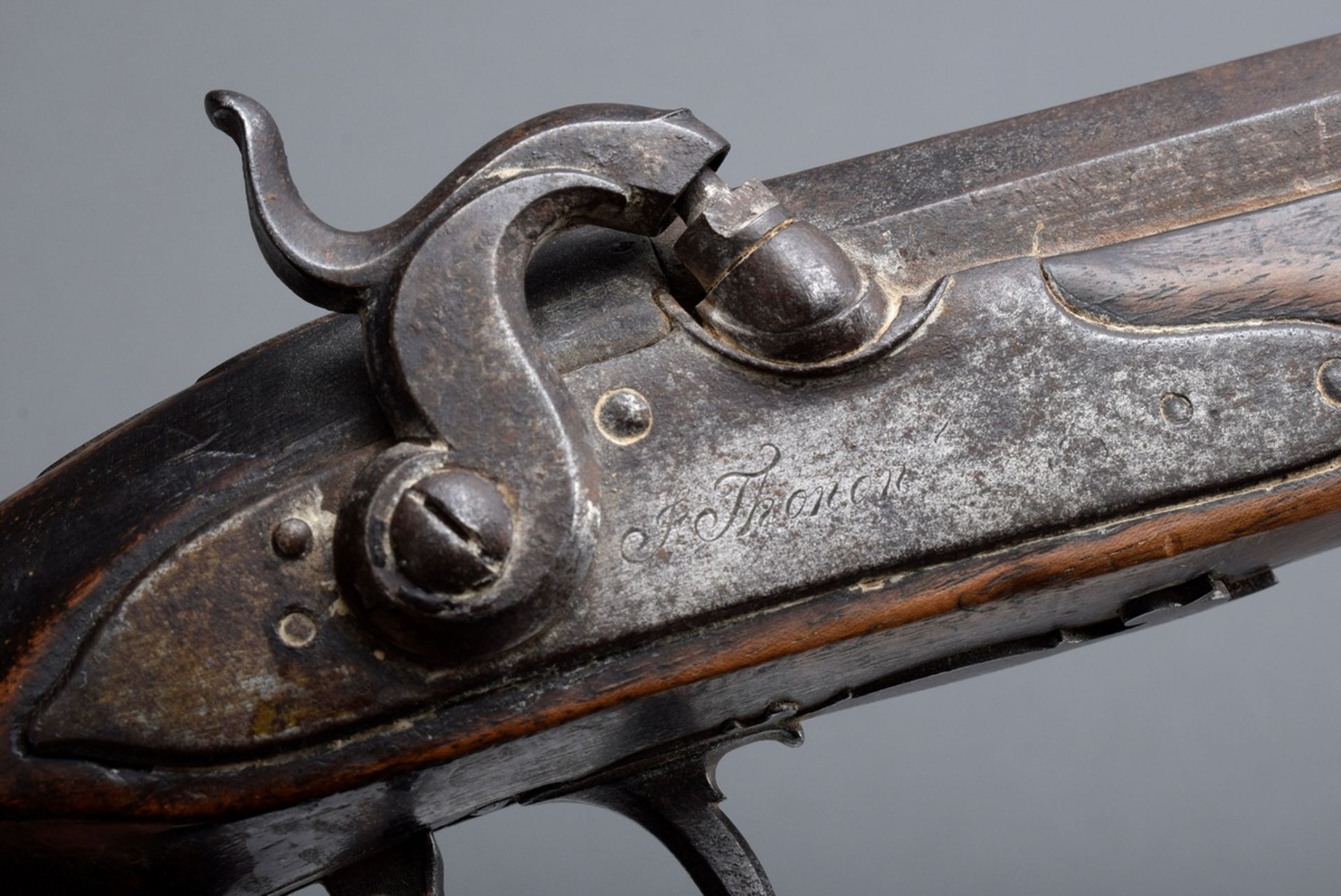 Antike Vorderladerpistole mit Percussionsschloss | Antique muzzle-loading pistol with percussion lo - Bild 3 aus 11