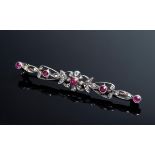 Florale RG 375 Stabnadel mit Silber gefassten Di | Floral RG 375 bar pin with silver set diamonds a