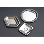 3 Diverse Teile Silber: sechseckiges Schälchen ( | 3 Various pieces of silver: hexagonal bowl (12,5