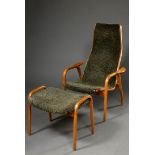 2 Teile "Lamino" Armlehnsessel und Fußhocker, Bu | 2 pieces "Lamino" armchair and footstool, beech