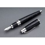 Asprey Edelstahl Füllfederhalter mit schwarzer K | Asprey stainless steel fountain pen with black c