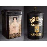 2 Diverse alte Blechdosen "Drews Kaffee Hamburg" | 2 Various old tin cans "Drews Kaffee Hamburg" an