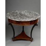 Seltener Empire Zentral-Tisch mit grauer Marmorp | Rare Empire central table with grey marble top,
