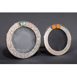 2 Diverse runde, guillochierte Rähmchen mit emai | 2 Various round guilloché frames with enamelled