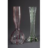 2 Diverse Jugendstil Stangenvasen mit roten und | 2 Various Art Nouveau rod vases with red and gre