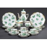 15 Teile Herend Mokkaservice "Viktoria Grün" für | 15 piece Herend mocha service "Victoria Green" f