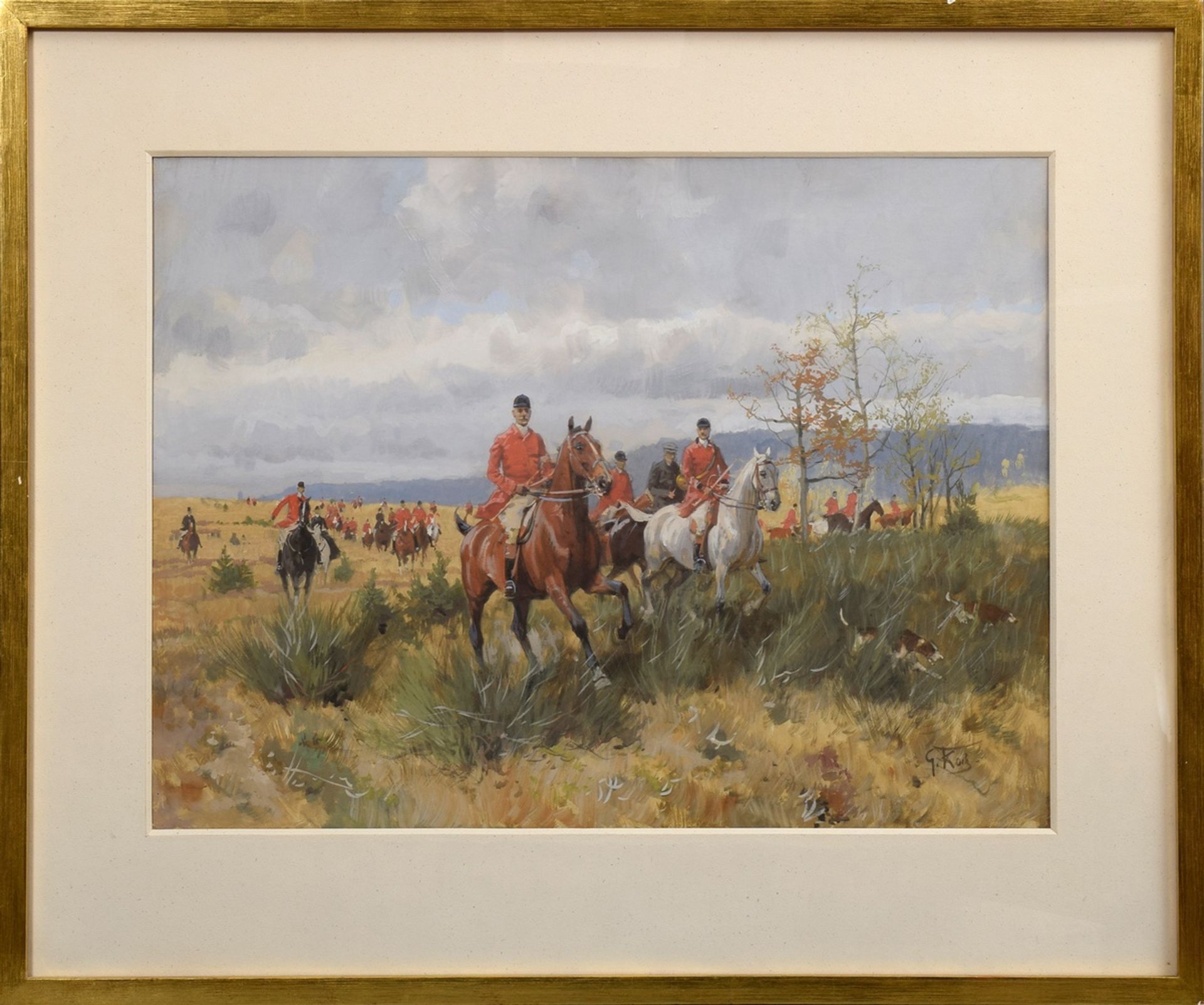 Koch, Georg (1878-?) "Parforcejagd", Gouache, u. | Koch, Georg (1878-?) "Par Force Hunt", gouache, - Bild 2 aus 4