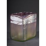 Eckige irisierende Jugendstil Vase mit Silver Ov | Angular iridescent Art Nouveau vase with silver