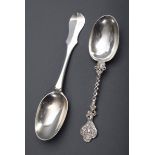 2 Diverse Teile Besteck: Barock Löffel mit Rocai | 2 Various pieces of cutlery: Baroque spoon with