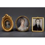 3 Diverse Miniaturen "Portraits", Gouache/Elfenb | 3 Various miniatures "Portraits", gouache/ivory,