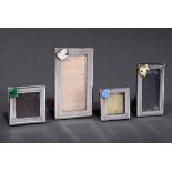 4 Diverse eckige Silber Rähmchen mit farbig emai | 4 Various square silver frames with coloured ena