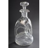 Gluckerflasche mit Rauten- und Strahlenschliff, | Glucker bottle with diamond and ray cut, enclose