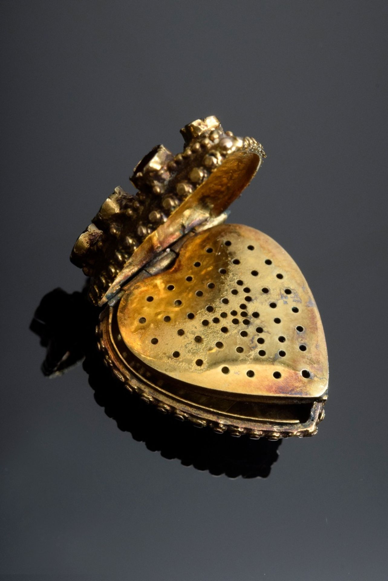 Seltener viktorianischer GG 585 Herz-Anhänger so | Rare Victorian GG 585 heart pendant so called "R - Bild 4 aus 4