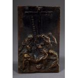 Bronzeplakette „Kreuzabnahme“, dunkel patiniert, | Bronze plaque "Deposition from the Cross", dark