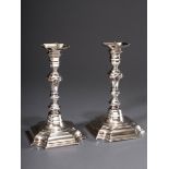 Paar Spätbarock Leuchter, 1x mit graviertem Wapp | Pair of late baroque candlesticks, 1x with engra