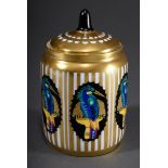 Kleine Art Deco Porzellan Deckeldose mit starkfa | Small Art Deco porcelain lidded box with brightl