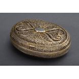 Große ovale Filigran Dose, Südeuropa um 1900, Sil | Large oval filigree box, Southern Europe c. 190