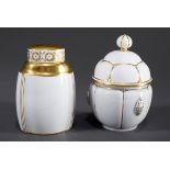 2 Diverse Art Deco Deckeldosen mit goldener Bema | 2 Various Art Deco lidded boxes with golden pain
