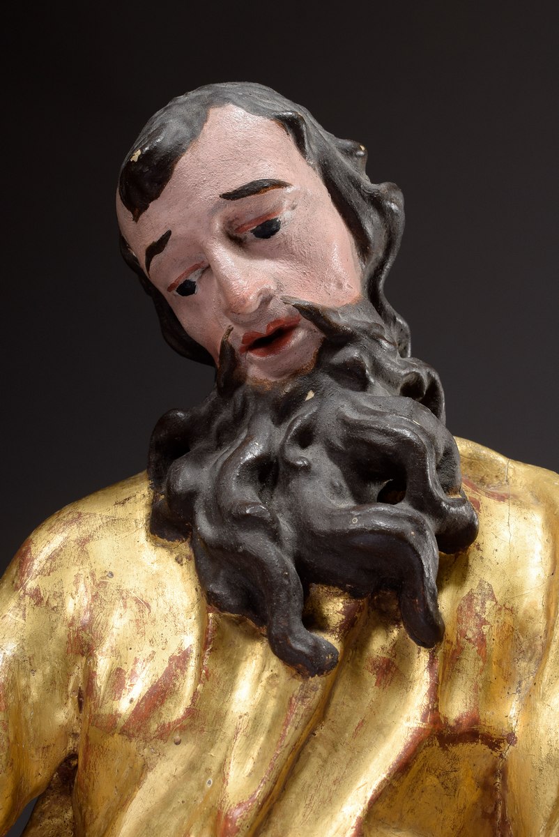 Schnitzerei „Apostelfigur“, Holz farbig gefasst, | Carving "apostle figure", wood coloured, partly - Image 5 of 5