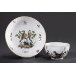 Meissen Tasse/UT mit polychromer Malerei "Vögel, | Meissen cup/bottom with polychrome painting "Bir