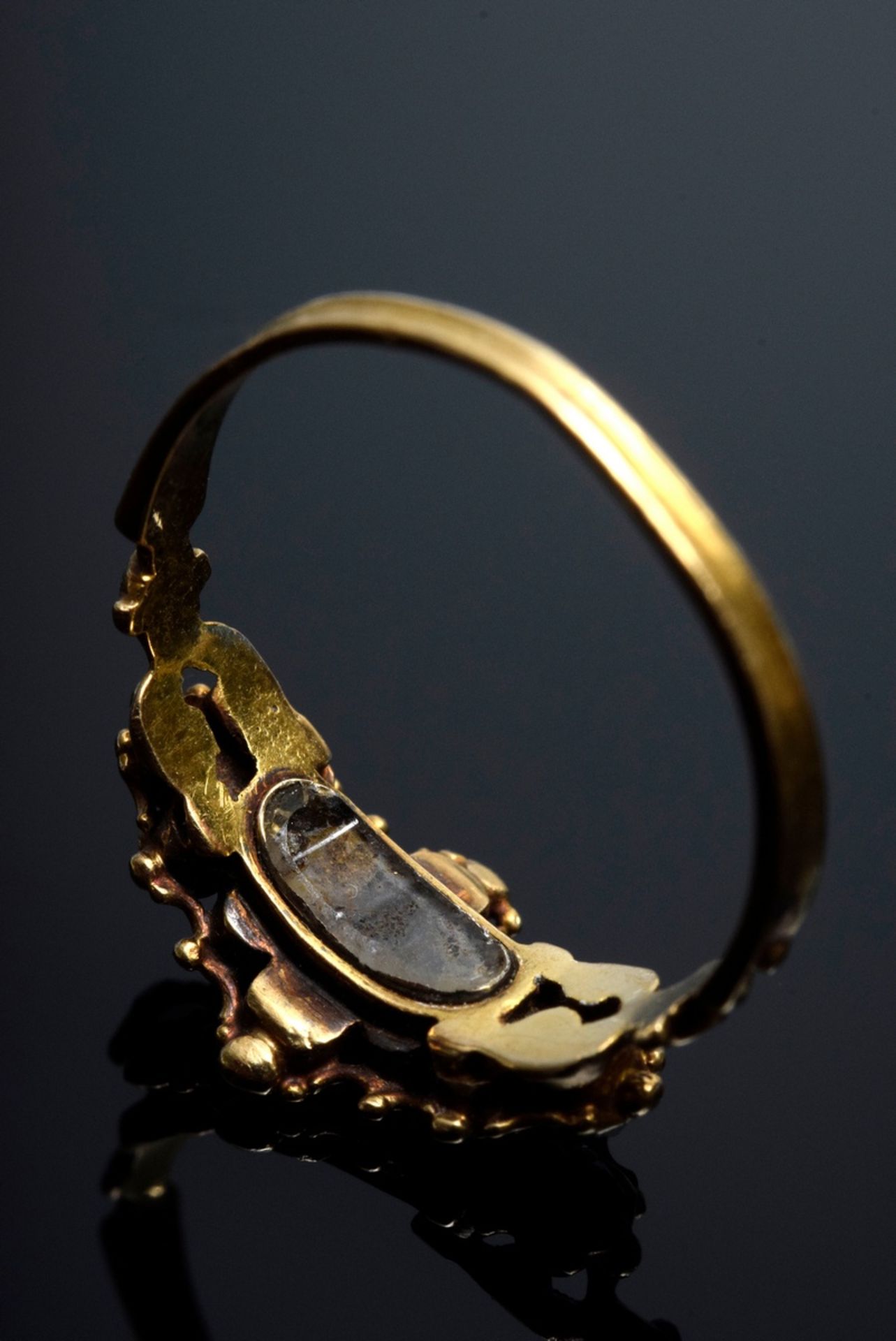 Antiker GG 900 Memoire Ring mit ovoidem Aufsatz | Antique GG 900 memoire ring with ovoid attachmen - Bild 3 aus 3