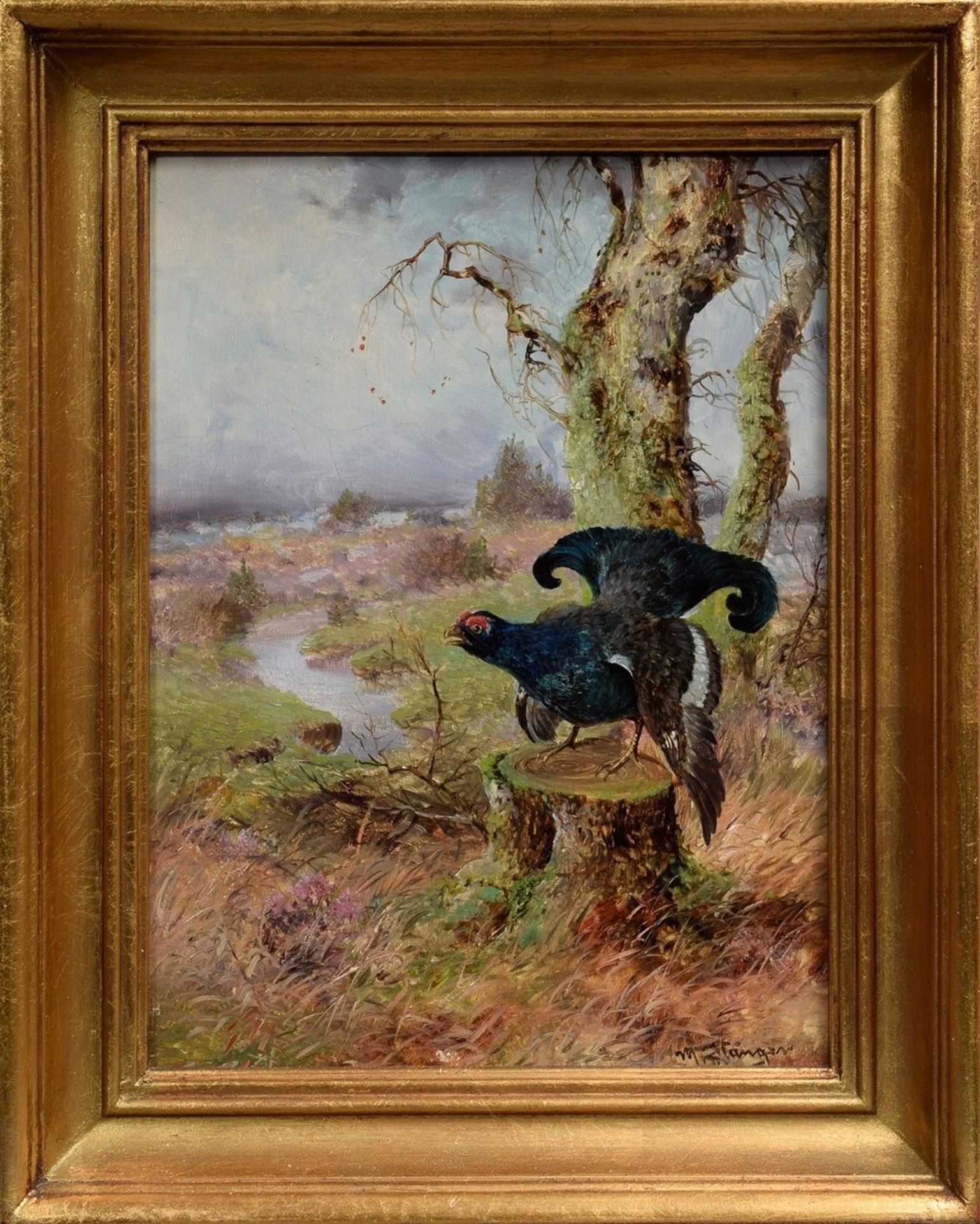 Hänger, Max I (1874-1941) „Auerhahn“, Öl/Holz, b.r. sign., 20x15cm (w.f. 26x21cm) - Image 2 of 4